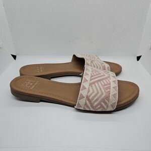 Haute Hippie pink and white geometric woven slide sandals size 9.5